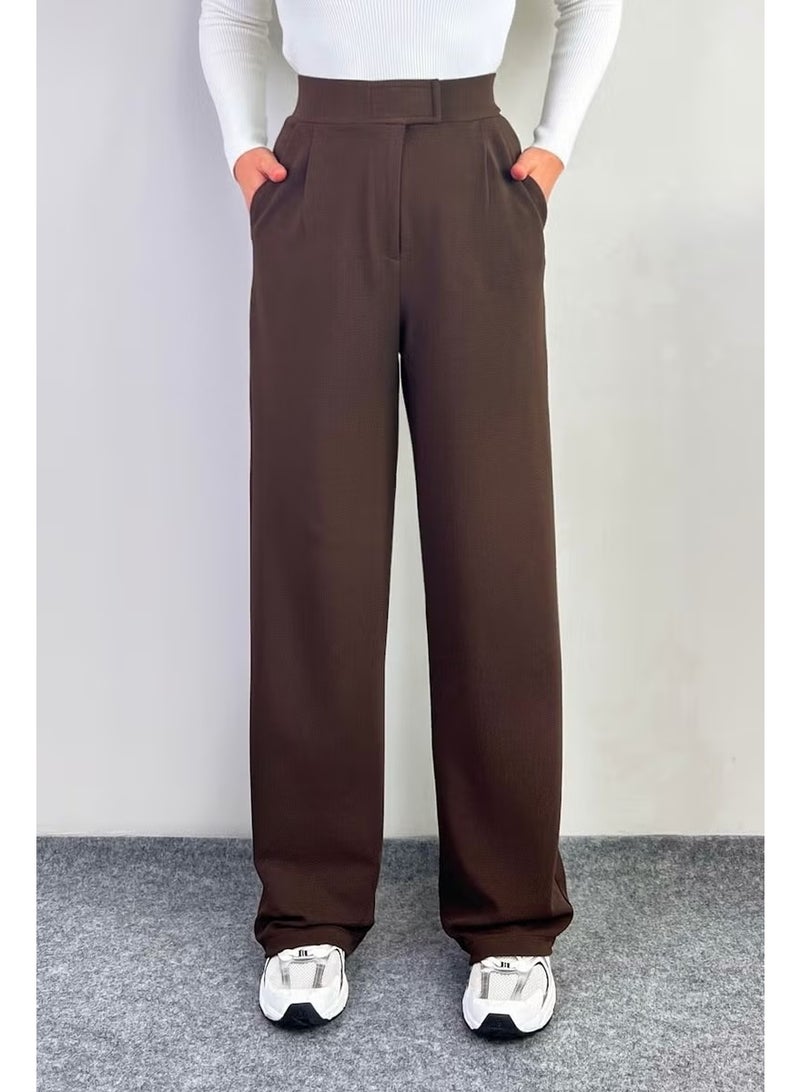 Ritnice Line Women's Lycra Velcro Brown Palazzo Trousers - Image 4